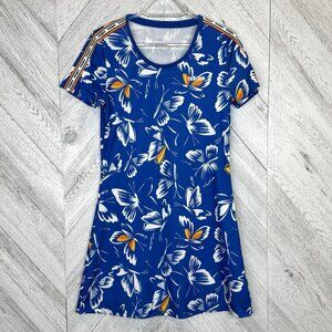 Adidas x Farm Rio Dress Womens Size Small Blue Butterfly Short Sleeve